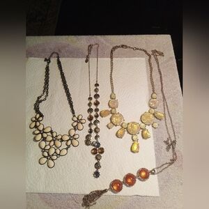 Ann Taylor Gold and Cream Statement Necklace